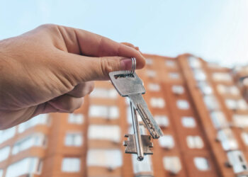 Keys to a new apartment in a new building.