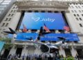 FILE PHOTO: The Joby Aviation Air Taxi is seen outside the New York Stock Exchange (NYSE) in Manhattan, New York City, U.S., August 11, 2021. REUTERS/Andrew Kelly/File Photo